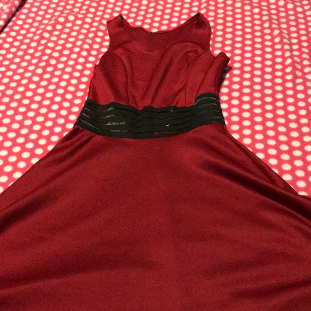 Burgundy and black skater dress